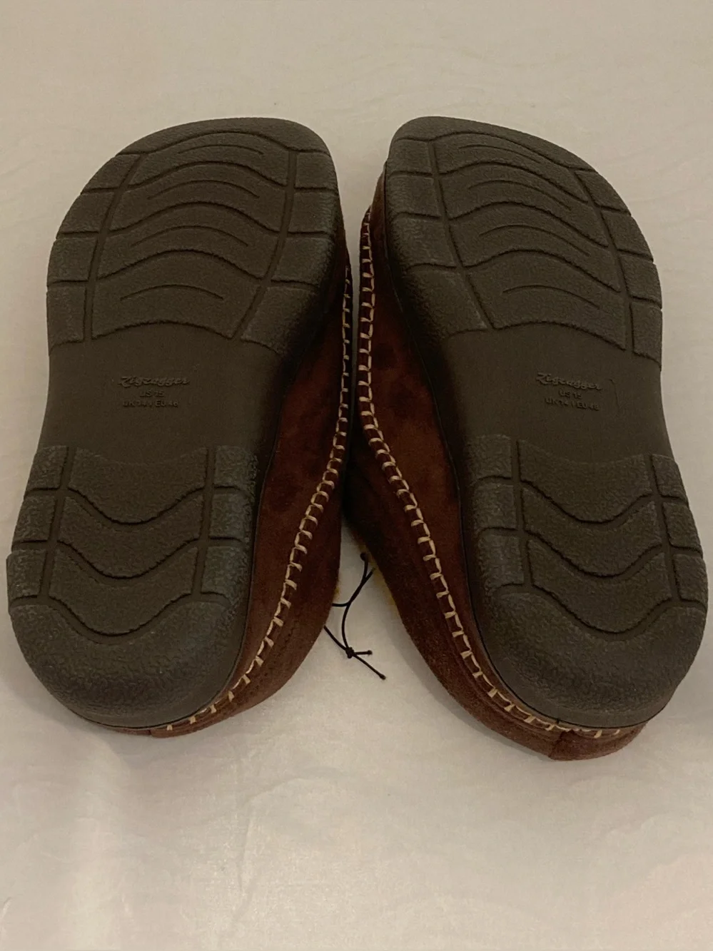 Zigzagger Mens 15 Moccasin Slippers Memory Foam House Shoes / Loafers Coffee NIB
